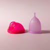     Bohokiwi pink menstrual disc and purple menstrual cup