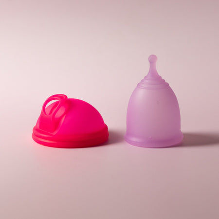     Bohokiwi pink menstrual disc and purple menstrual cup