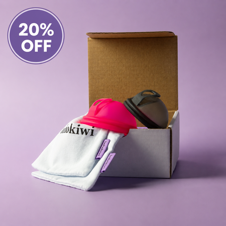     Bohokiwi double menstrual disc set with two menstrual discs and cotton storage bags