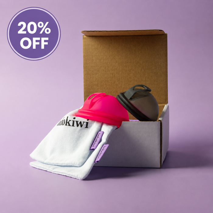     Bohokiwi double menstrual disc set with two menstrual discs and cotton storage bags