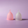 Bohokiwi Rose and Opaque reusable menstrual cups side by side