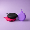 Bohokiwi round menstrual disc carrier cases in Pink, Black and Purple