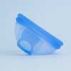 Bohokiwi Ocean Blue menstrual disc shown from the side with removal ring